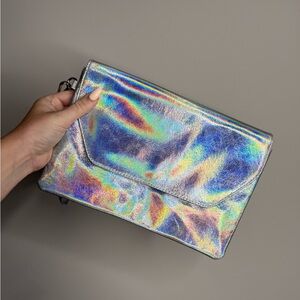 Metallic clutch bag